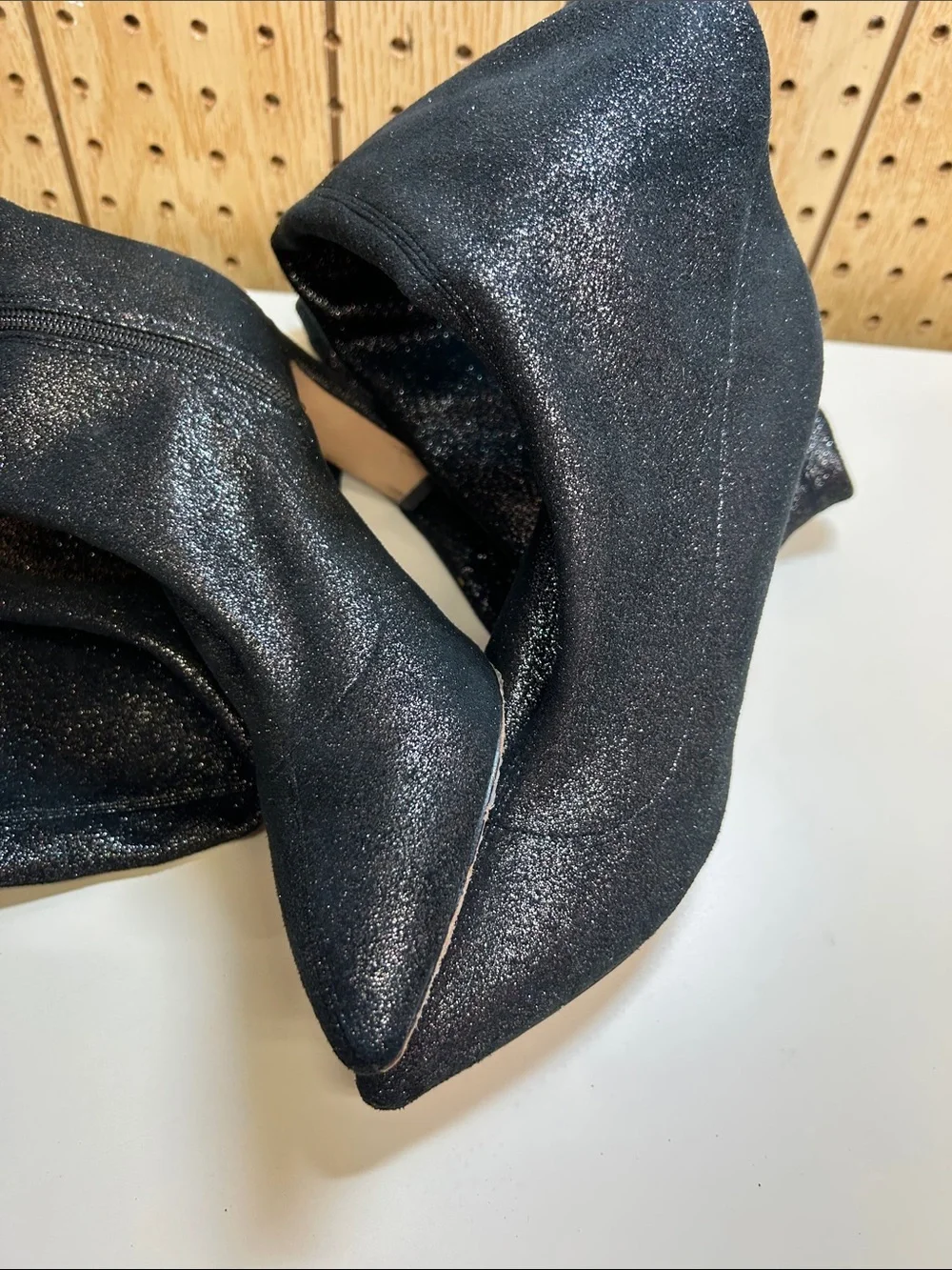 Jimmy Choo Black Shimmer Over-the-Knee Stiletto Boots